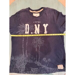 Ditch Plains Mens XL Navy Palm Tree Graphic T-Shirt DNY Distressed Applique 1970